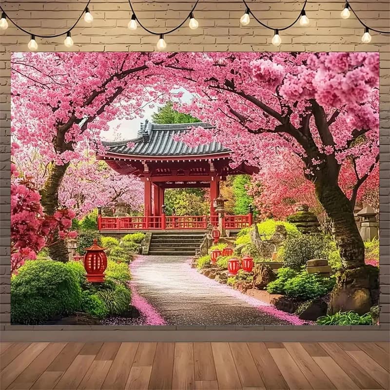 Bannière de fond de jardin d'architecture japonaise de paysage japonais-convient aux anniversaires,