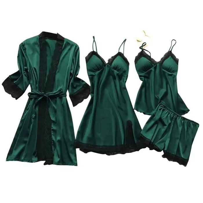Nouvel ensemble de pyjamas sexy pour femmes, 4 pièces, lingerie sexy, chemise de nuit pour adultes,