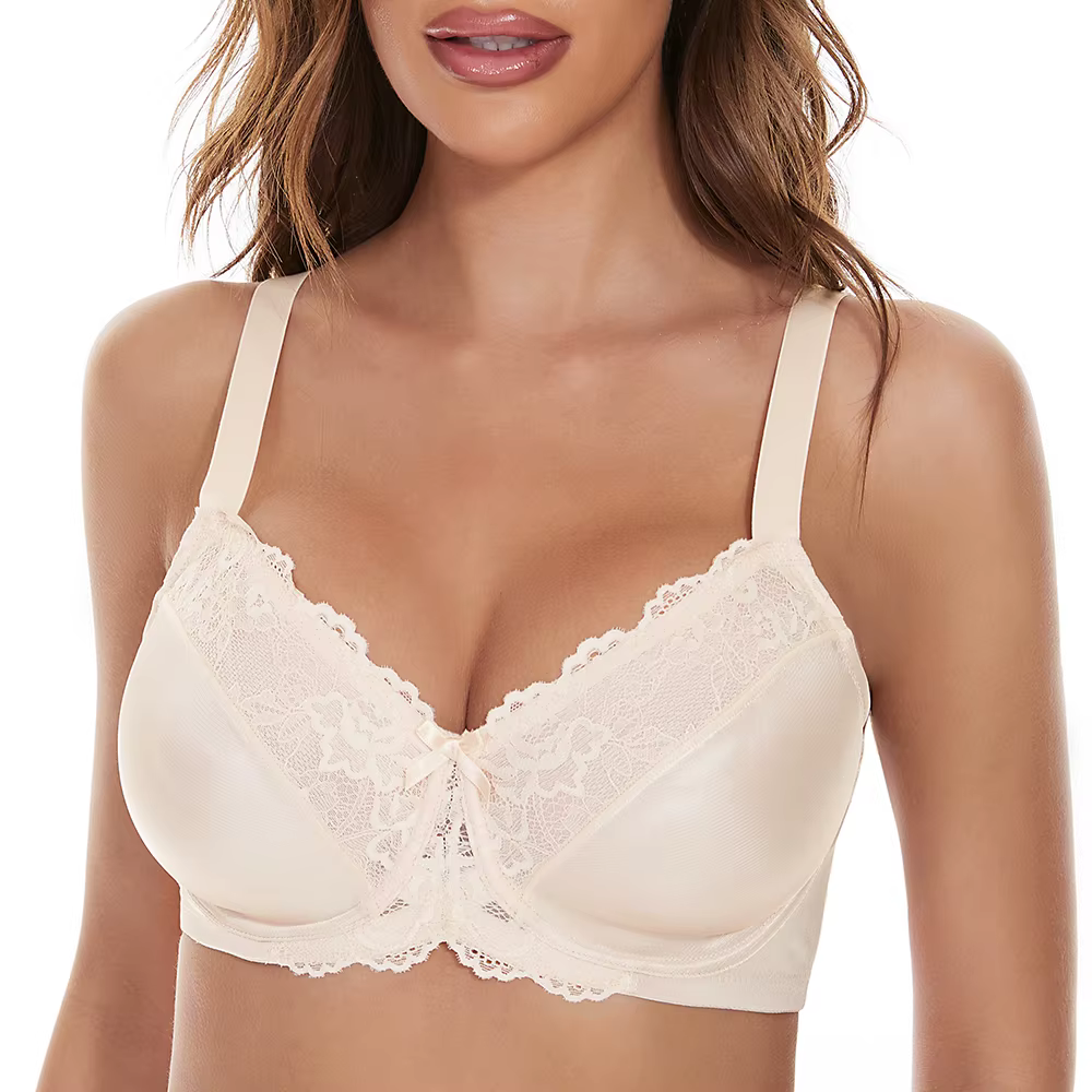 Sheroine Soutien-gorge minimiseur en dentelle florale pour femme, couverture complète, sans doublure