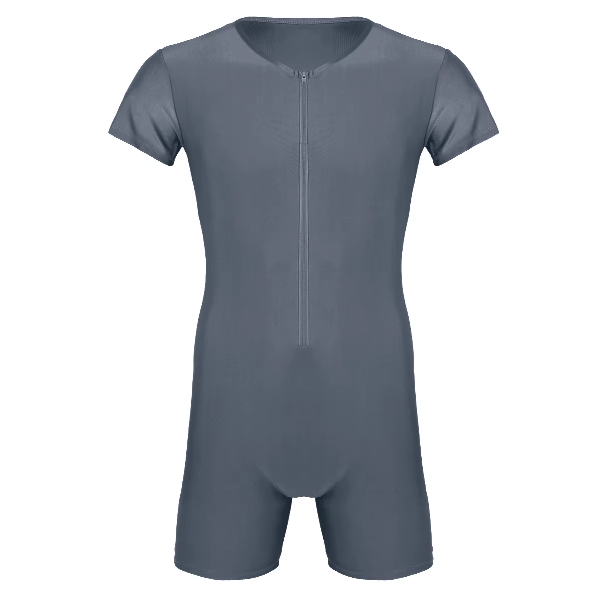 Pyjama une pièce pour hommes, sous-vêtements, combinaison justaucorps, manches courtes, fermeture éc