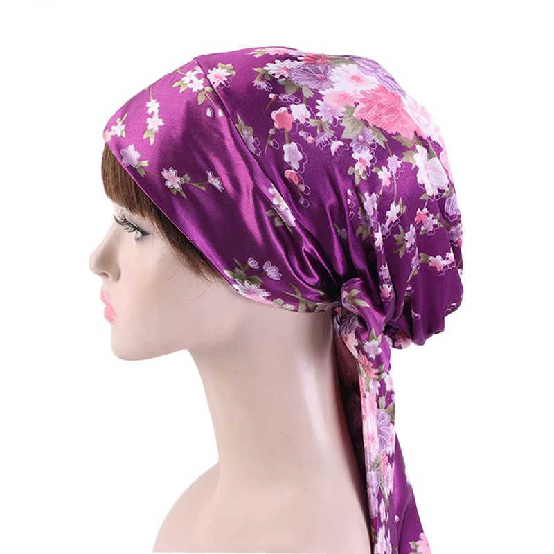 Bonnet de nuit pré-noué pour femme, turban à nœud rond, bandana, bonnet de chimio, bonnet de nuit, s