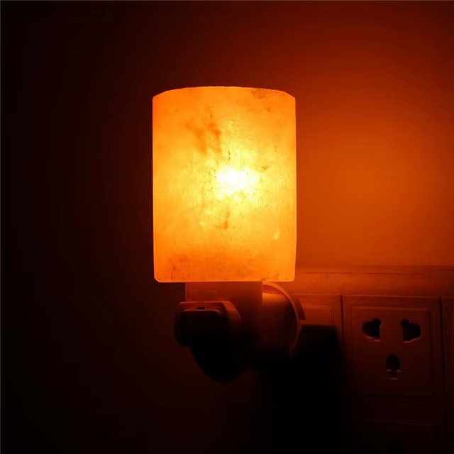 Lampe à sel blanc chaud de l'himalaya, cristal naturel sculpté à la main, veilleuse, décoration de l