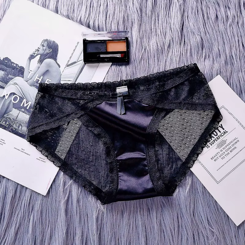 Culotte en Satin pour femmes, sous-vêtements en dentelle, slip Sexy pour dames, sous-vêtements décon