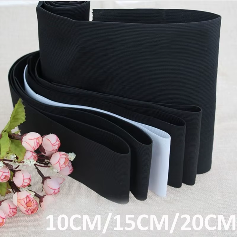 Bande de caoutchouc élastique noire pour couture, 10cm/15cm/20cm de large, bande élastique au Croche