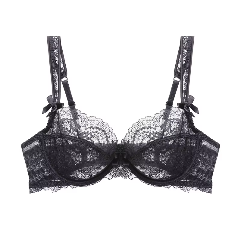 Soutien-gorge en dentelle transparente pour femmes, haut brodé, soutiens-gorge push-up pour femmes, 