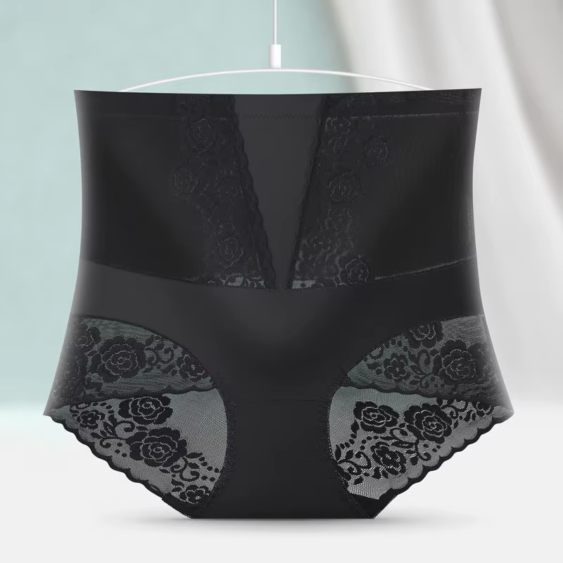 Culotte en dentelle brodée de fleurs pour femmes, culotte sexy, taille haute, lève-fesses, slip sant