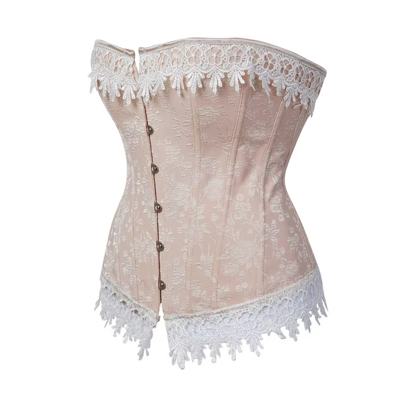 Sexy femmes Jacquard à lacets désossé surbuste Corset carnaval brocart respire Costumes Bustier Cors