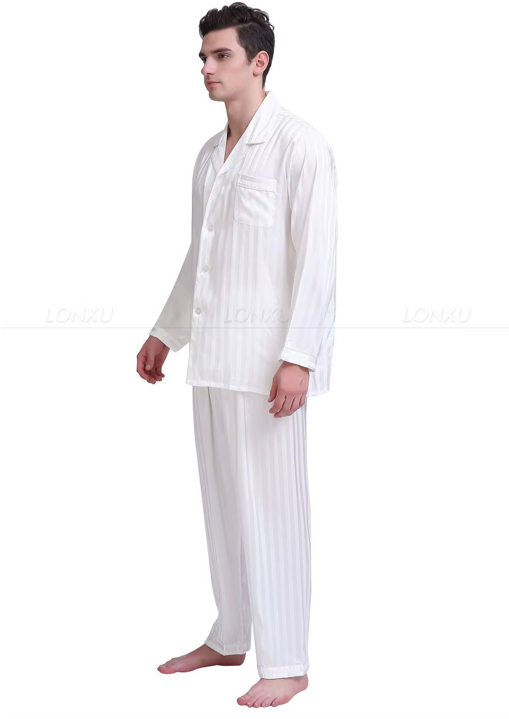 Ensemble de pyjamas en satin de soie pour hommes ensemble de pyjamas PJS ensemble de vêtements de nu