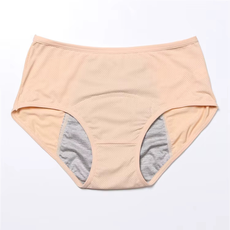 Culotte Menstruelle Imperméable en Coton pour Femme, Sous-Vêtement Physiologique, Grande Taille, Lin