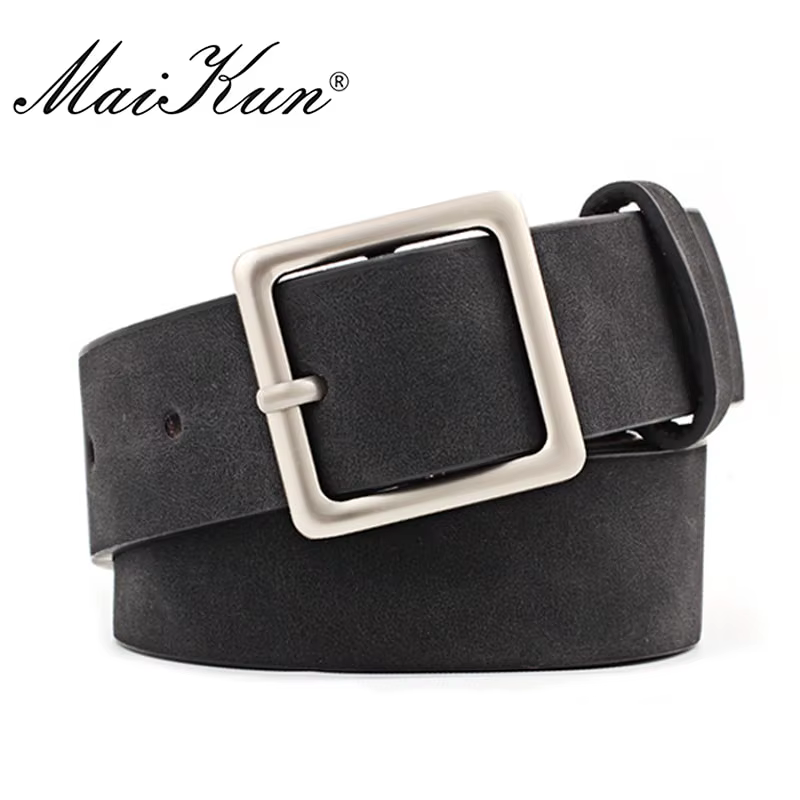 MaiKun-Ceinture de jeans en cuir pour femme, marque de luxe, designer, épingle carrée en métal
