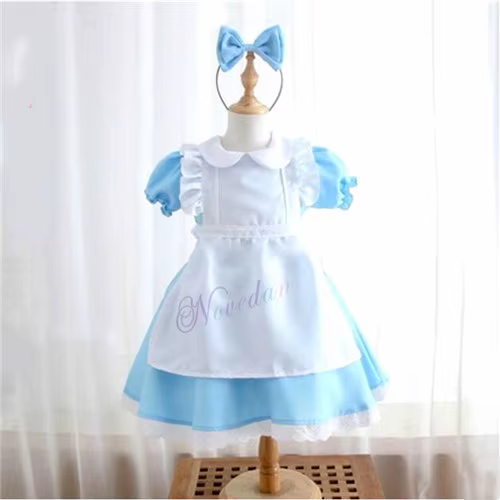 Halloween enfants filles Anime Alice aventures bleu robe de soirée Alice rêve enfant Sissy femme de