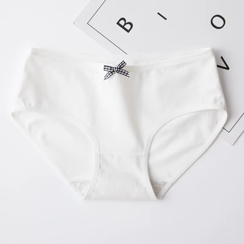 Culotte en coton doux pour femmes, 4 pièces/lot, slip solide avec nœud papillon, lingerie sexy, sous