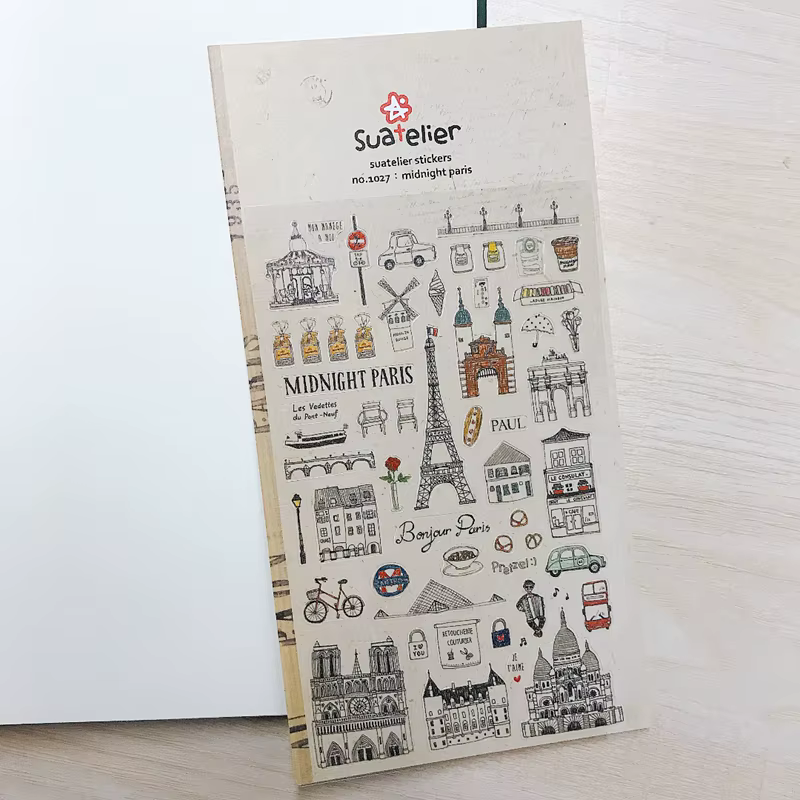 Suatelier minuit Paris autocollants découpés Scrapbooking PET clair La Tour Eiffel Treval Journal pl