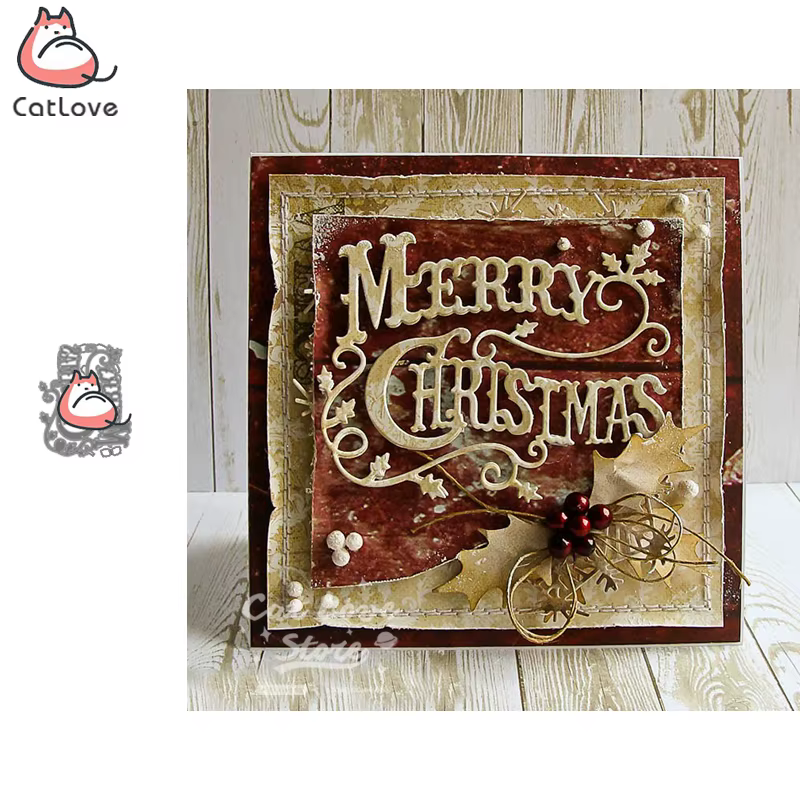 Joyeux noël mots matrices de découpe en métal Scrapbooking pochoir découpes carte faisant artisanat