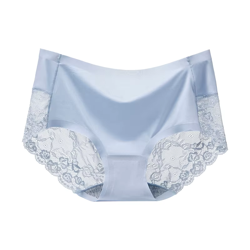 Gentle.Bear-Culotte taille moyenne en dentelle pour femme, sous-vêtement en soie glacée, respirante,