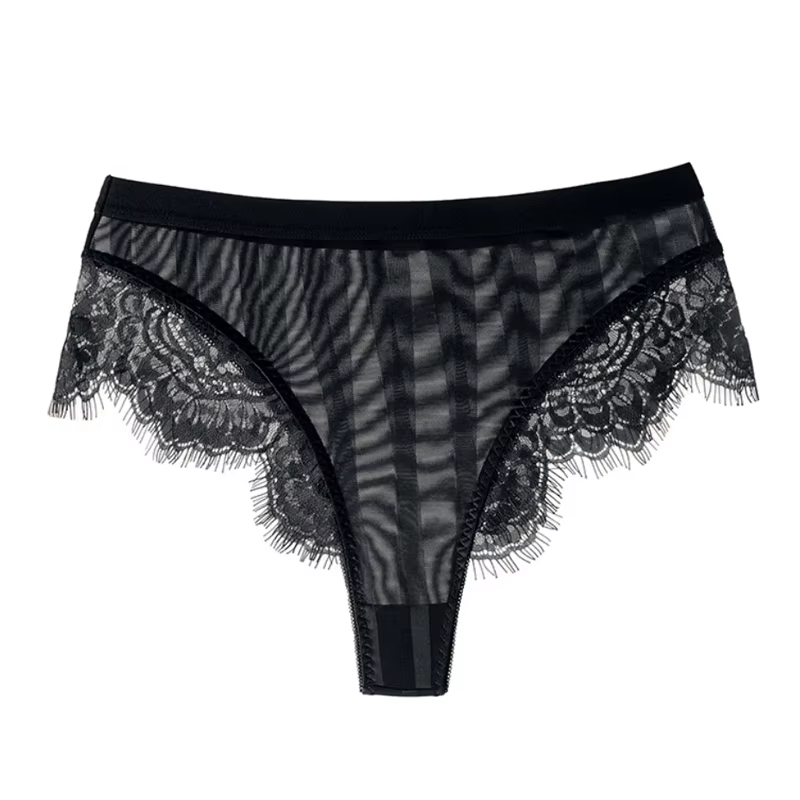 Sous-vêtements Sexy en dentelle, couture, soie glacée, string, taille haute, rouge, amusant, culotte