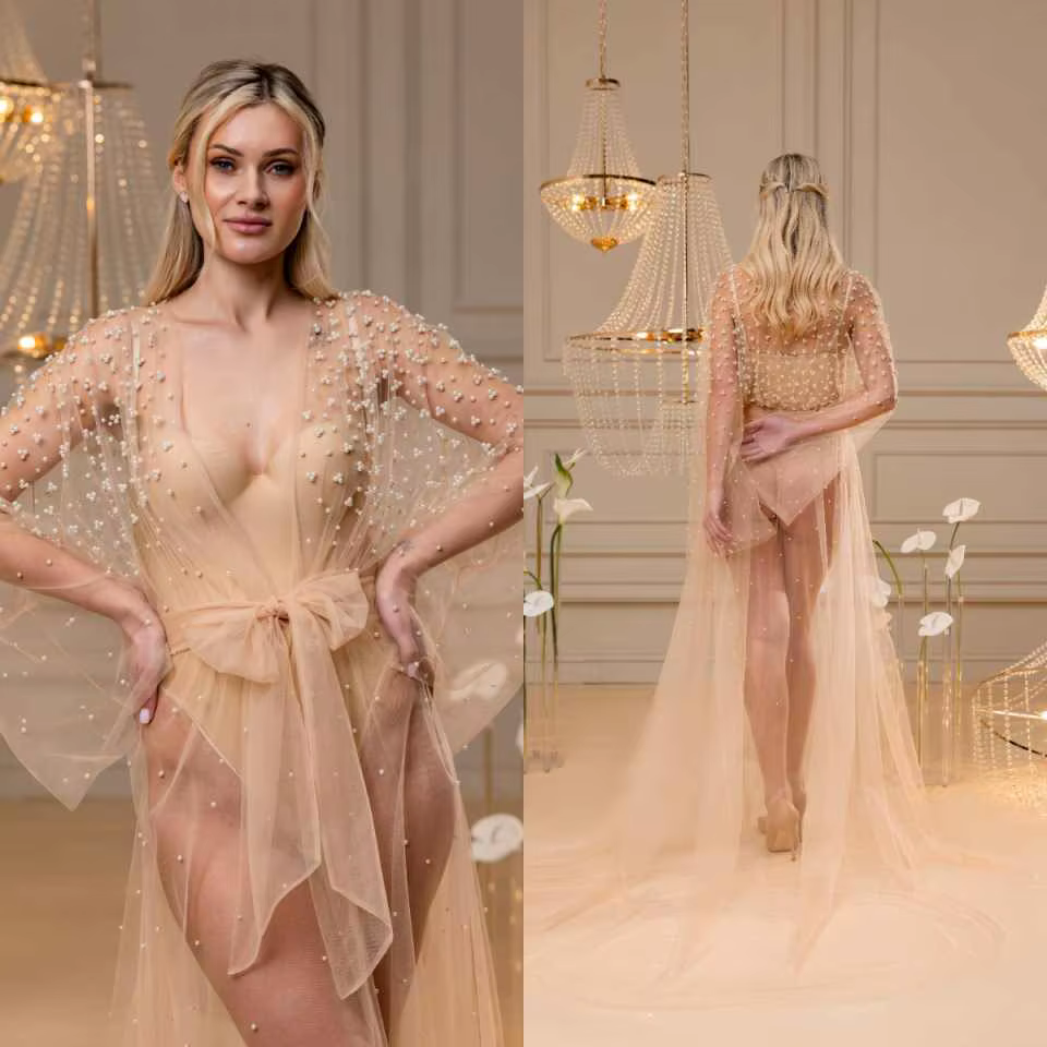 Magnifiques Robes de Nuit pour Femmes, Peignoirs, Robes de Mariée à Perles, Robes de Maternité pour