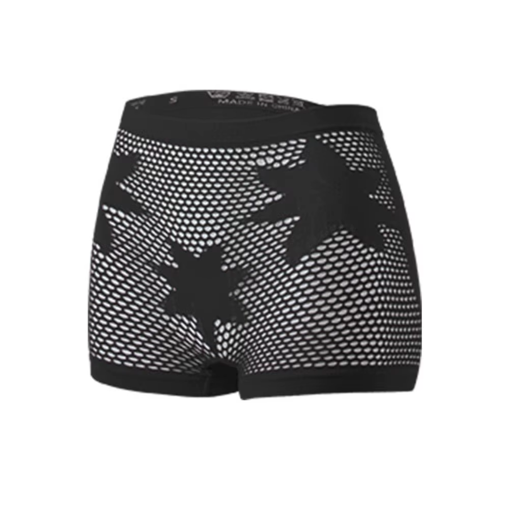Culottes sans couture à motif étoile respirantes taille haute extensibles ajourées pour femme