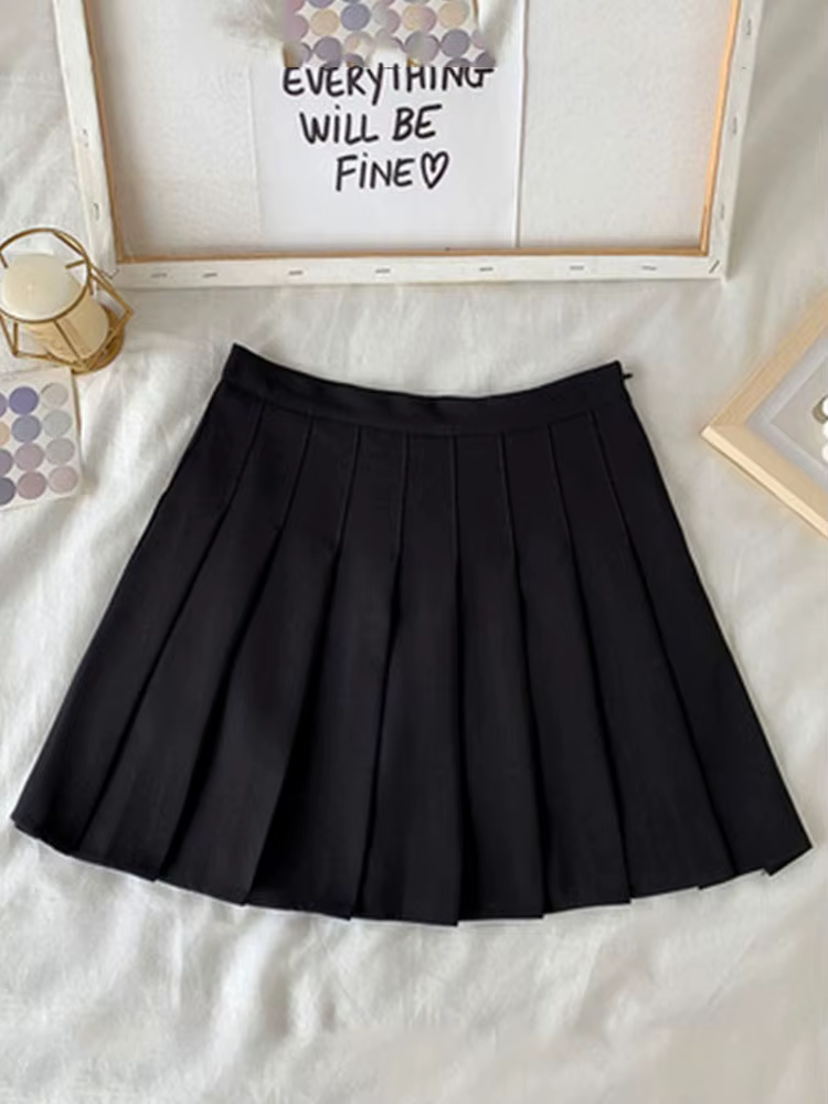 205 nouvelle jupe noire femme été taille haute gothique Anti-éblouissement a-ligne jupe plissée jupe