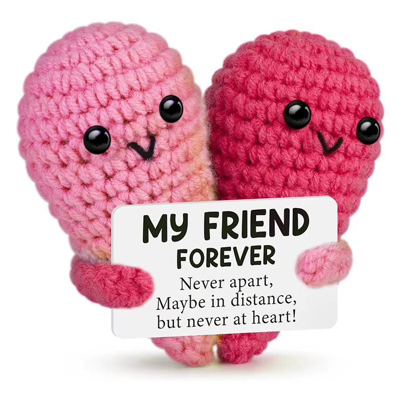 Mignon Crochet soutien émotionnel coeur câlin poupée ornement de bureau drôle tissé à la main tricot