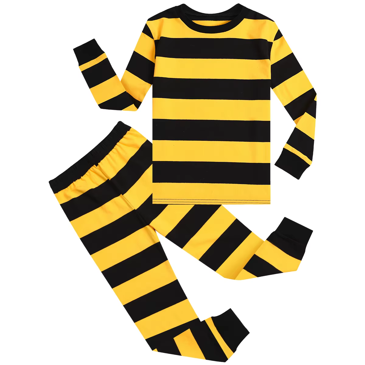 Ensemble de pyjamas à rayures jaunes et noires pour tout-petits garçons et filles, pyjamas d'équatio