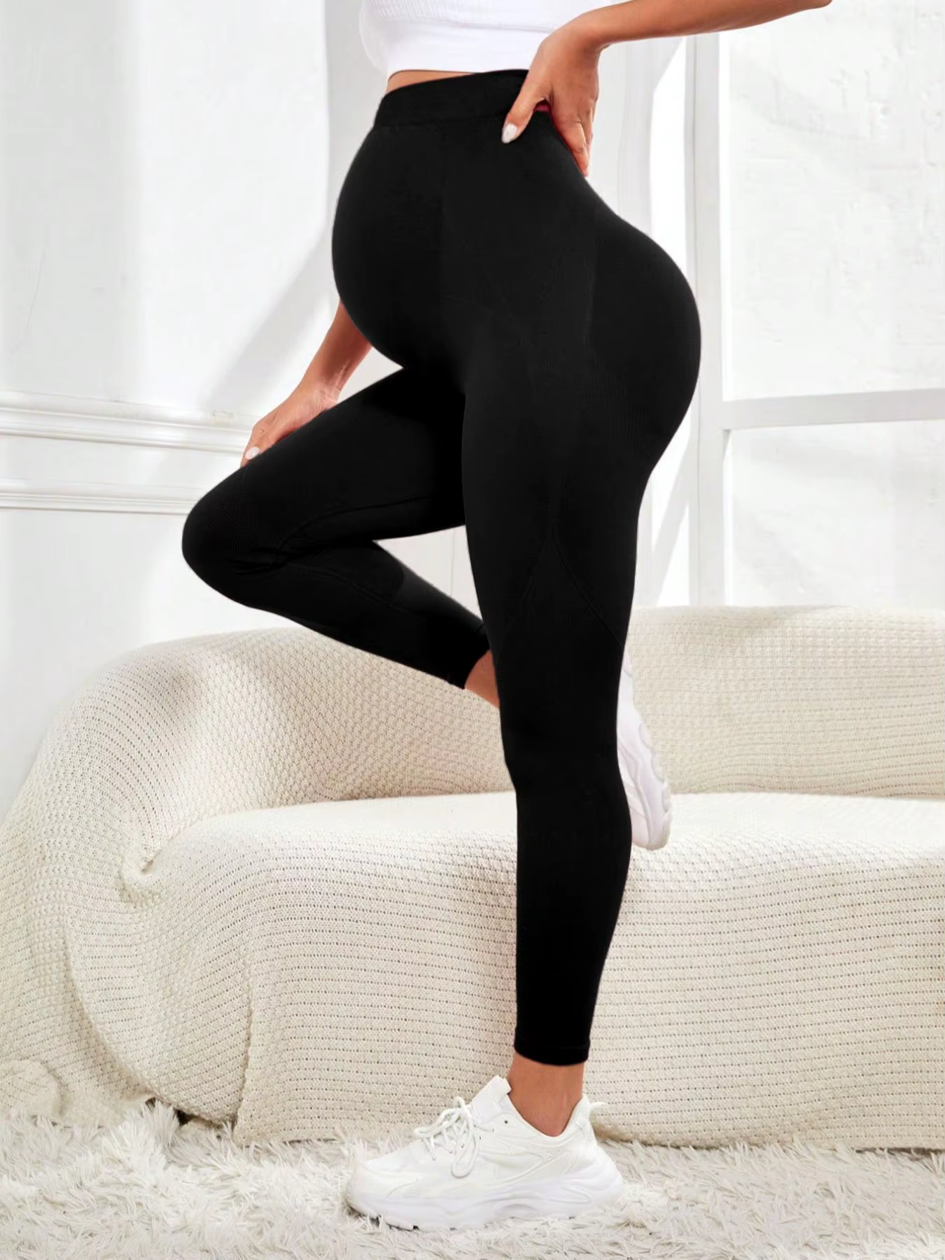 Leggings de grossesse taille haute, vêtements de maternité pour femmes enceintes, soutien du ventre,