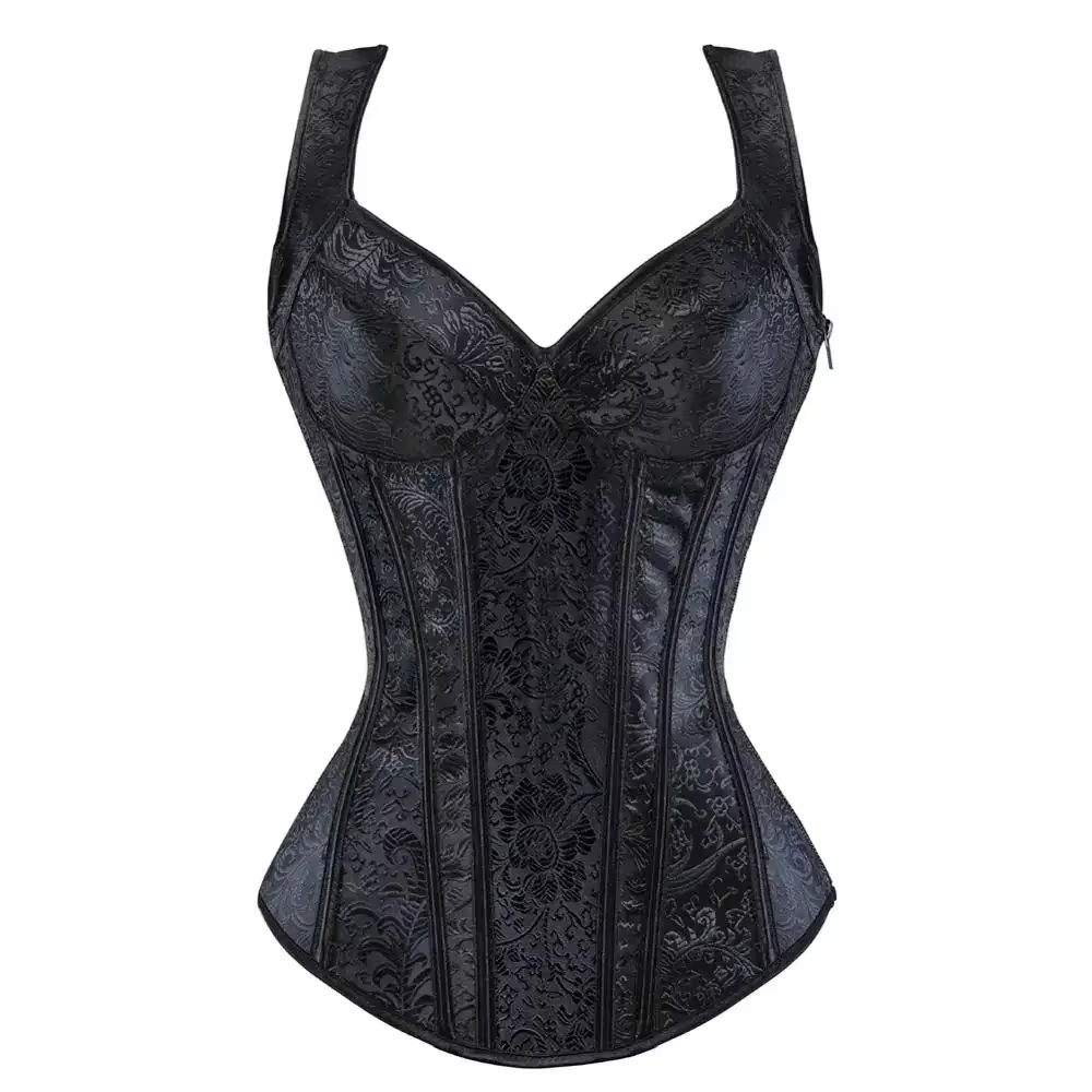 Corsets pour femmes fleur broderie Corset Vintage sangle Bustier Jacquard fermeture éclair Corsage P
