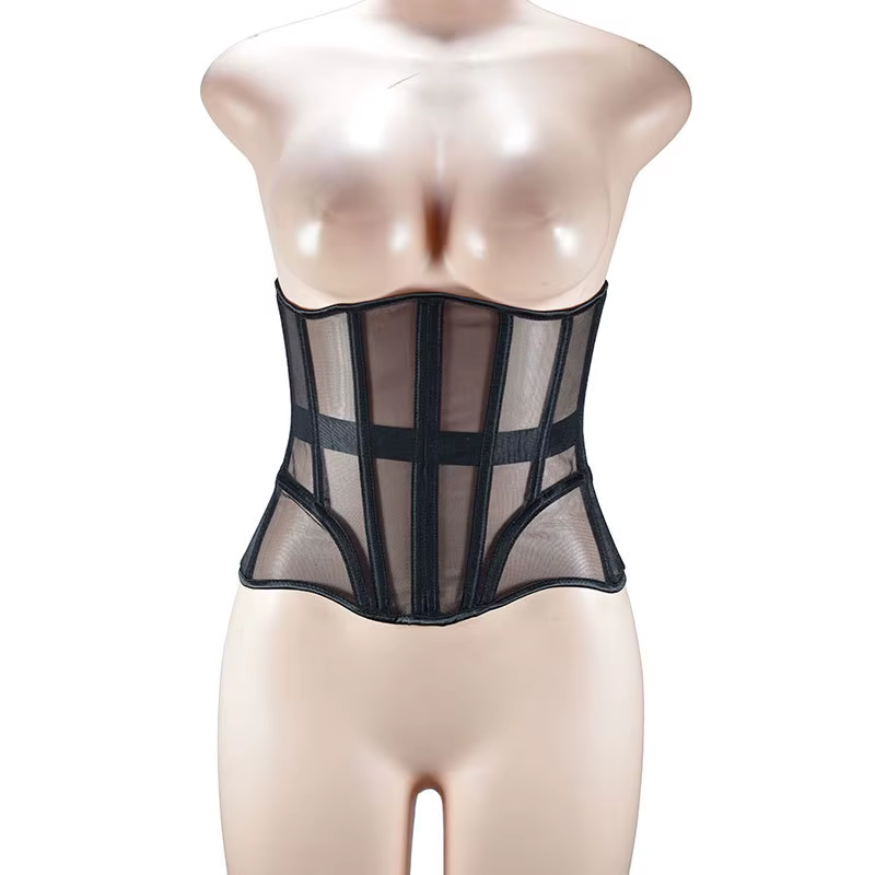 Corset serré pour femmes, bustier sous le buste, ceinture de taille en maille respirante avec os, co