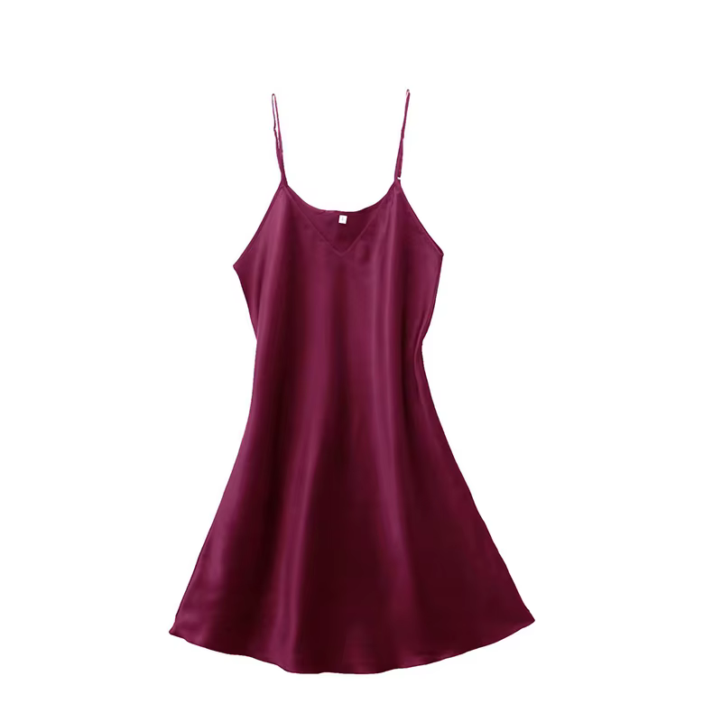 Robe de nuit Sexy en Satin de soie pour femmes, sans manches, col en v, grande taille, vêtements de