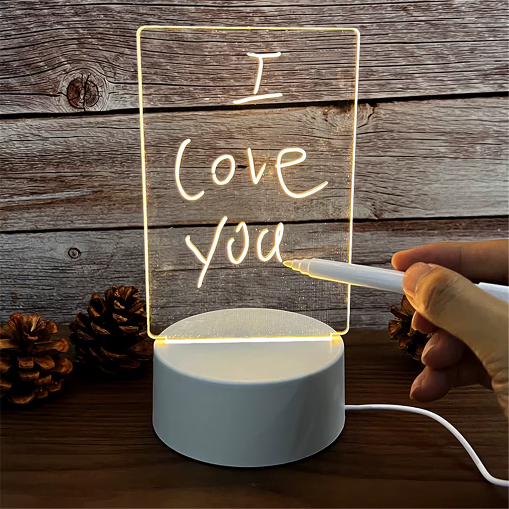 Veilleuses LED Shoous transparentes, USB, acrylique, effaçable, tableau d'affichage, calendrier, orn