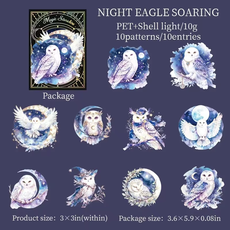 Autocollants en l'horloge pour scrapbooking, étoiles enchantées, arts du ciel nocturne, coquille, fo