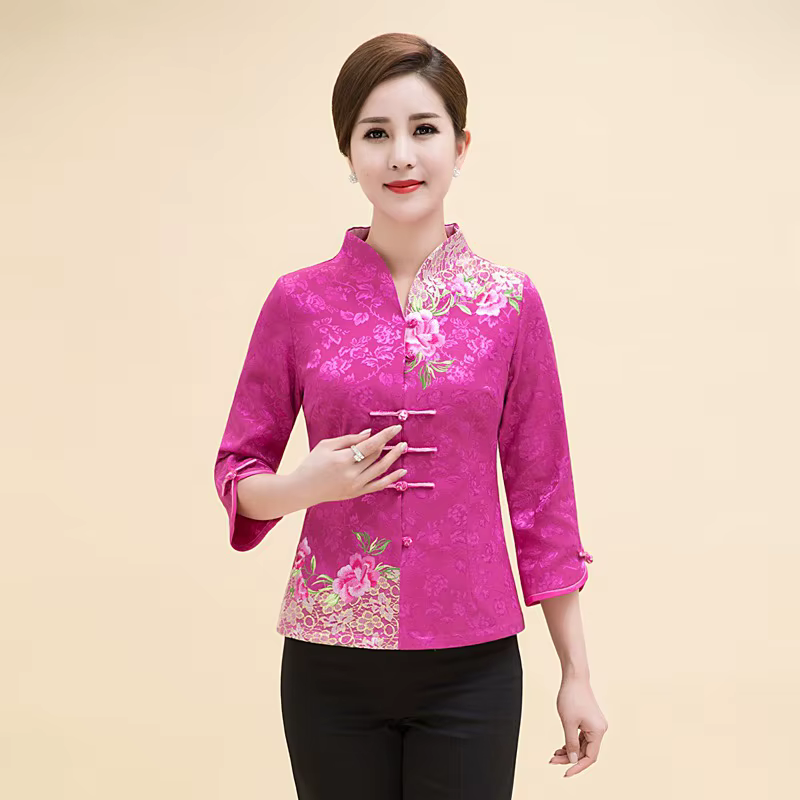 Veste boutonnée vintage pour femme, haut Qipao Hanfu, manteau Cheongsams, vêtements traditionnels Ta