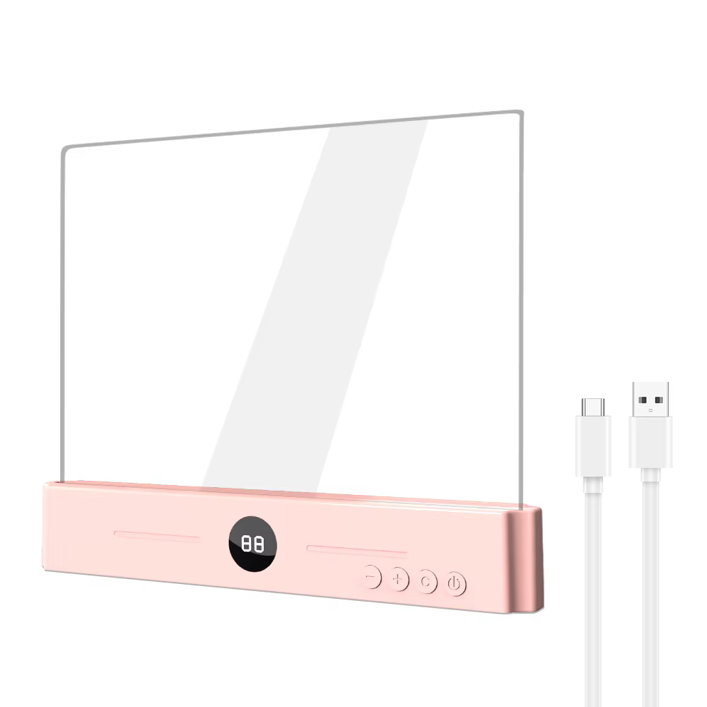 Lampe de lecture LED 2-en-1 rechargeable par USB, design plat et transparent, avec 3 couleurs et min