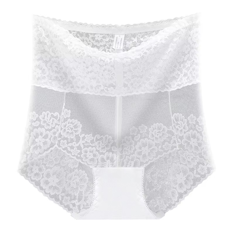 Culotte taille haute sans couture pour femme, short en dentelle, sous-vêtement à ventre plat