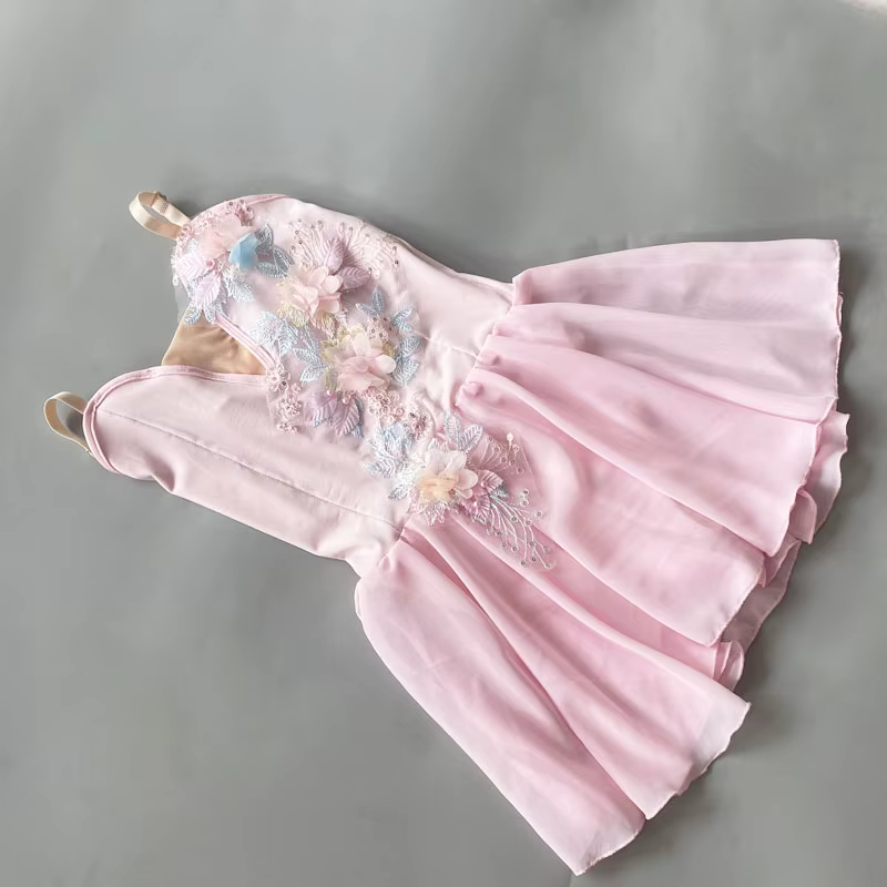 Robe de ballerine bleu ciel pour enfants, vêtements de danse justaucorps pour filles, robe de Ballet
