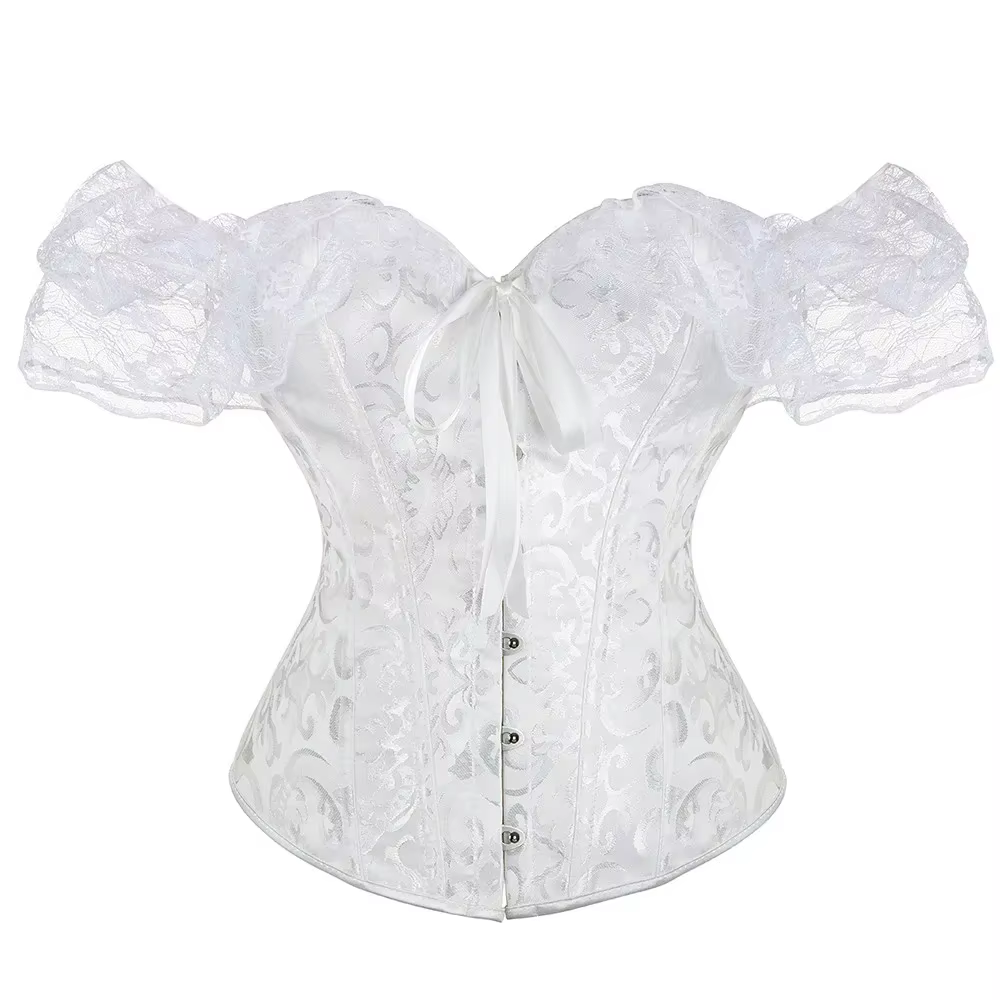Haut corset en dentelle pour femme, bustier surbuste, chemisier à fleurs vintage, corset Lolita, man