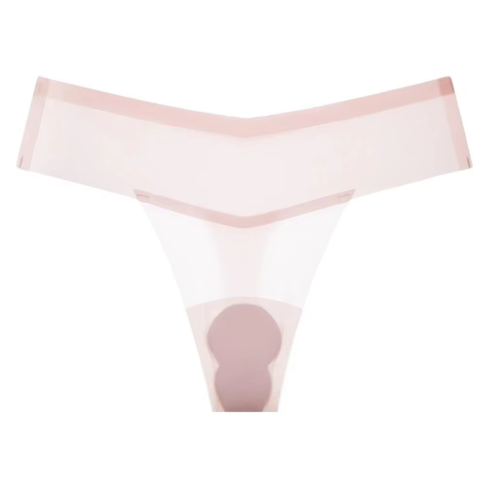 Culotte string transparente en soie glacée pour yoga et fitness, sous-vêtement fin anti-embarras, ta
