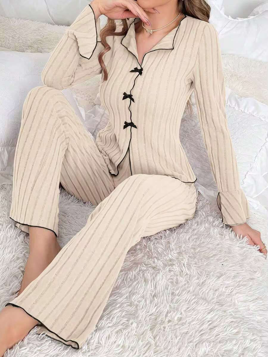 Ensembles de pyjama pour femmes 2 pièces vêtements de nuit d'hiver costume Homewear