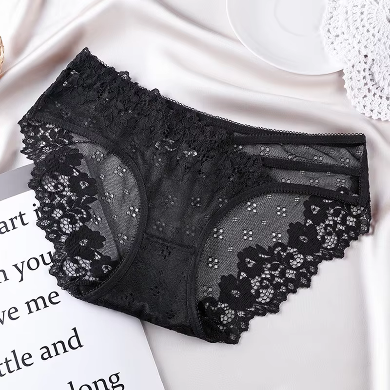 Culotte sexy en dentelle pour femmes, culotte taille basse, sangle de mode, culotte transparente cre