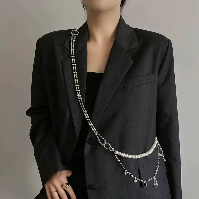 Chaîne de corps en perles pour femmes, bijoux de corps réglables, accessoires de mode pour costume,