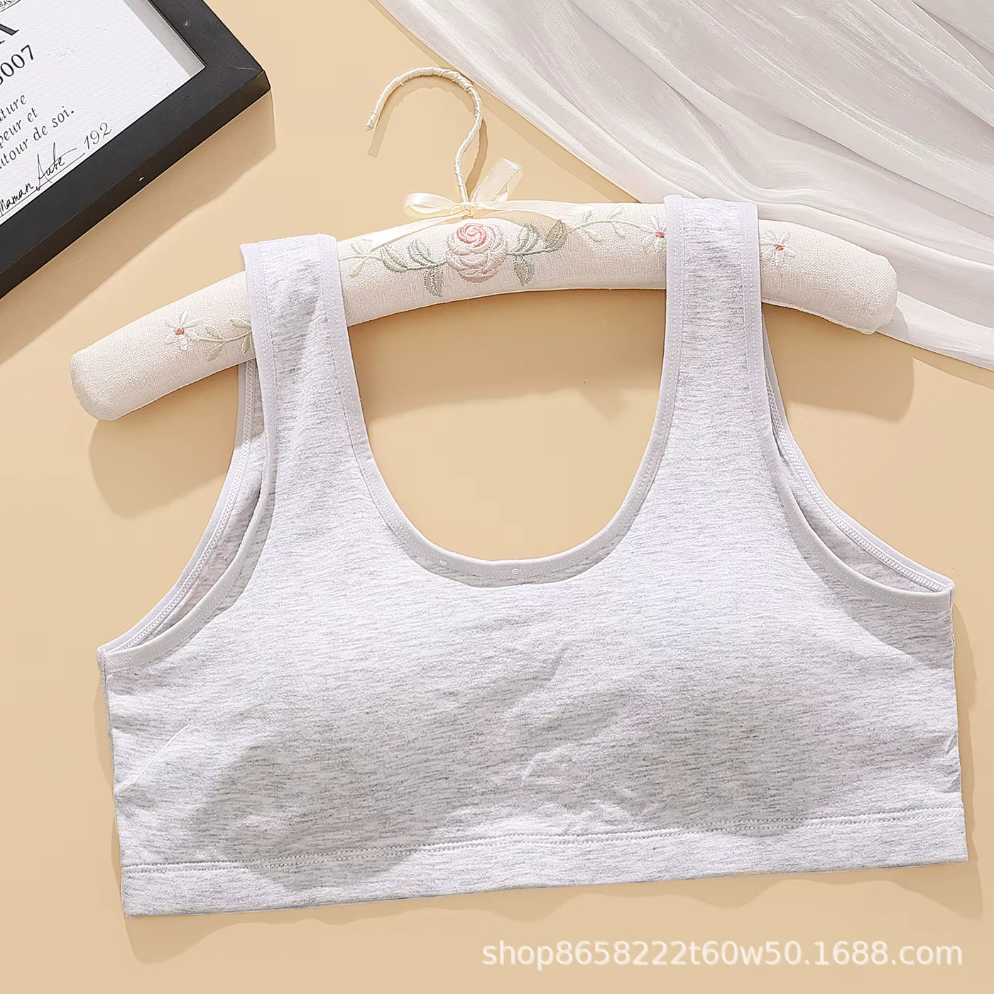 Soutien-gorge en coton à bonnets fixes pour femmes grandes tailles, respirant, confortable, avec mai