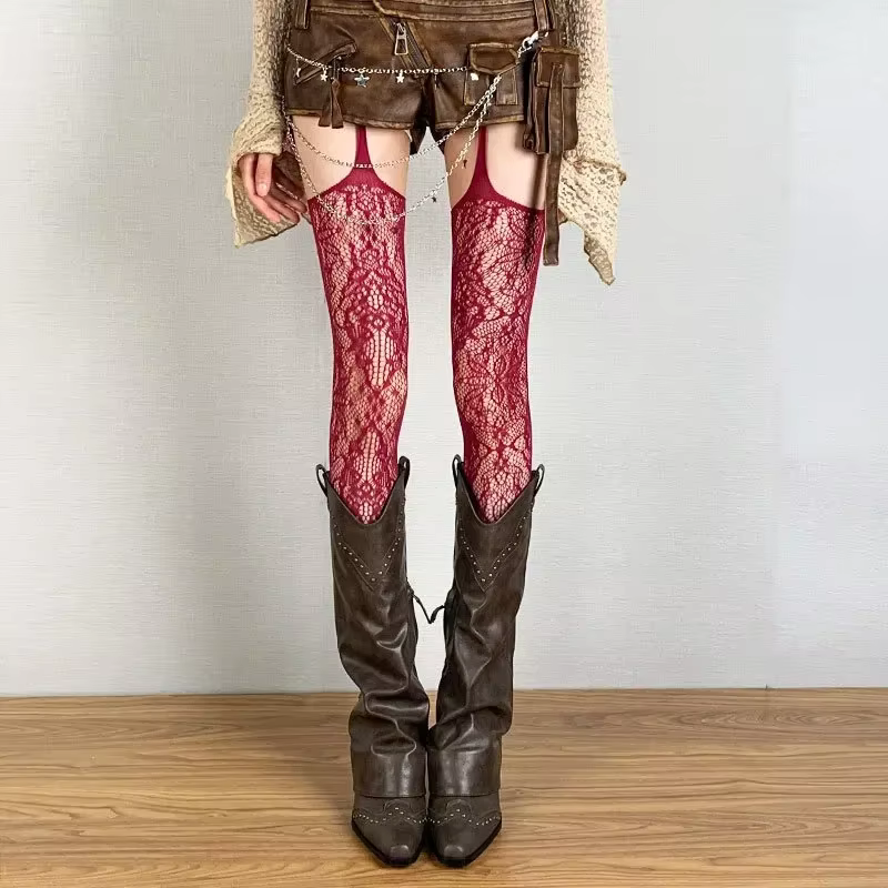 Bas résille gothiques pour filles foncées, longs et Sexy pour femmes, Design classique, Harajuku Emo