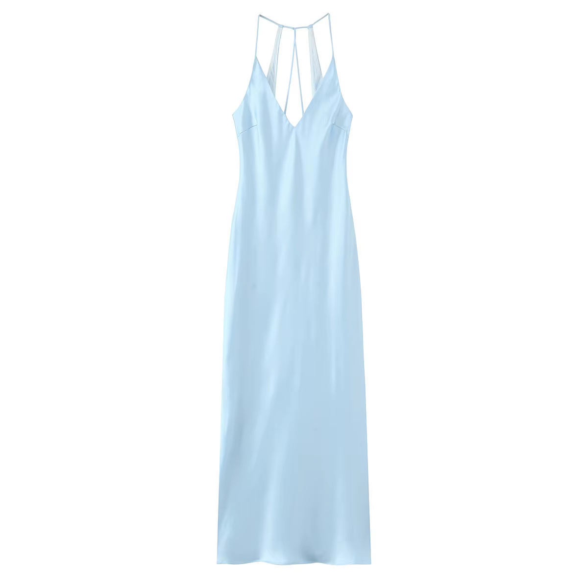 HH – robe mi-longue en Satin de soie pour femmes, nouvelle Lingerie d'été, Texture, élégante, col en