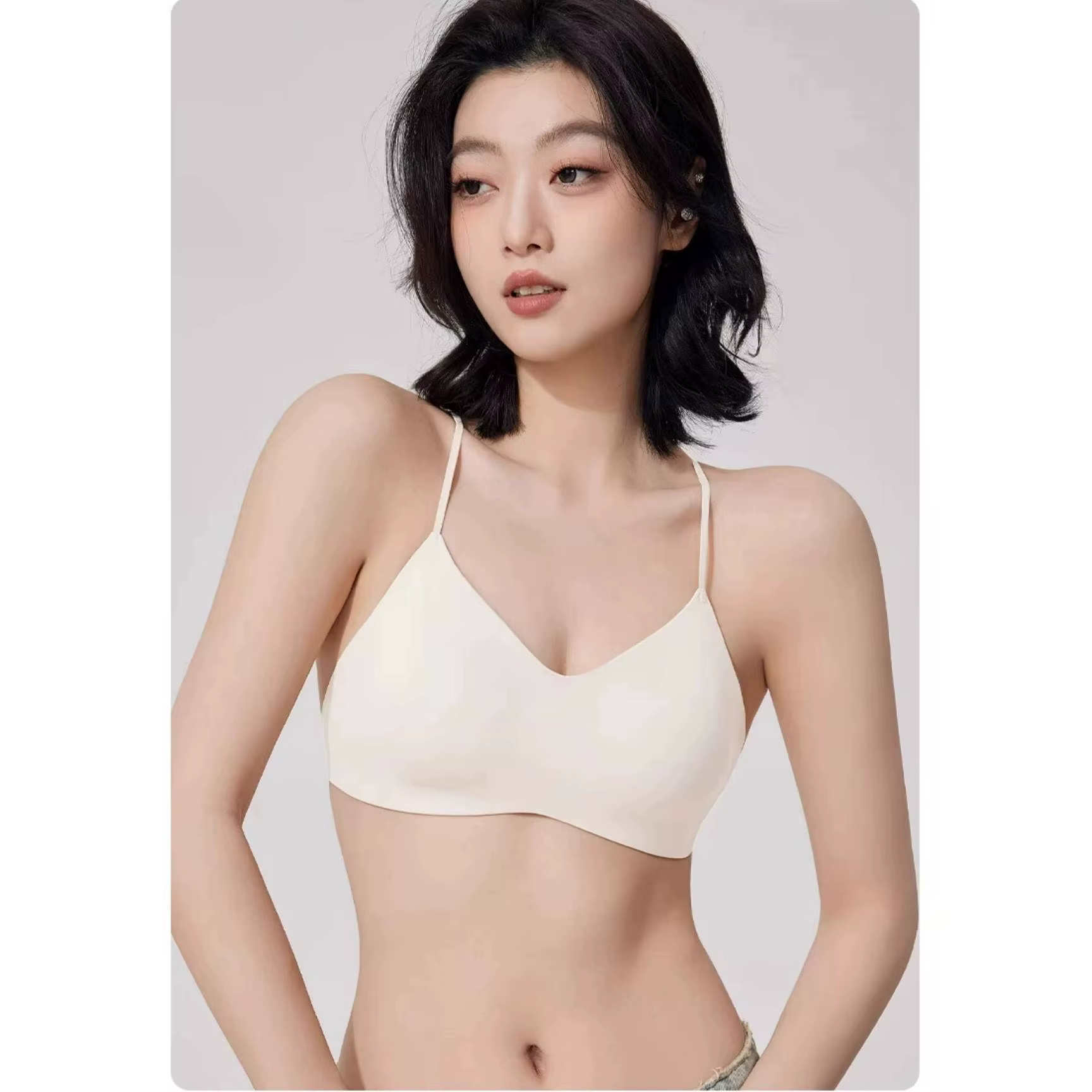 Soutien-gorge sans bretelles de Style japonais pour femmes, haut licou avec coussinets Push Up, dos 
