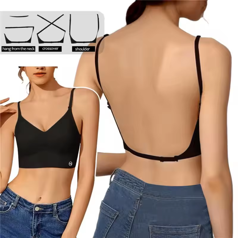 Soutien-gorge sans couture pour femmes, plongeant en U profond, haut dos nu pour robes, Lingerie Sex