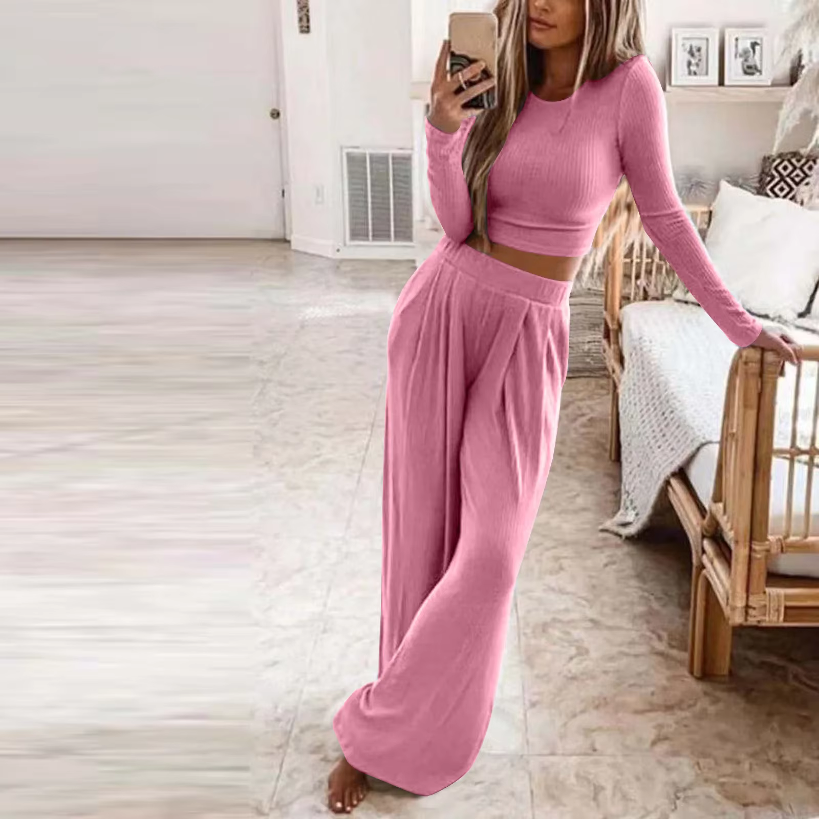 Automne hiver vêtements de nuit pyjamas pour femmes haut à manches longues + pantalons longs survête