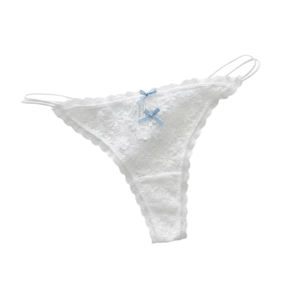 String transparent en dentelle pour femme, style ajouré, lingerie sans couture, culotte à fines bret