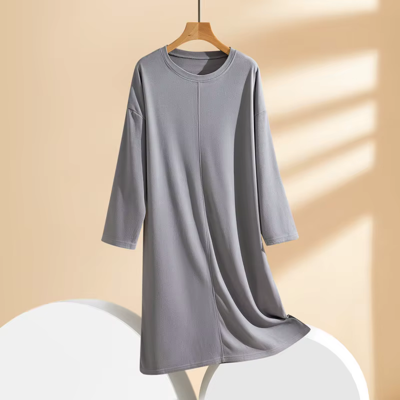 3/4 manches épais chaud maison chemises de nuit femmes automne et hiver chemise de nuit ample décont