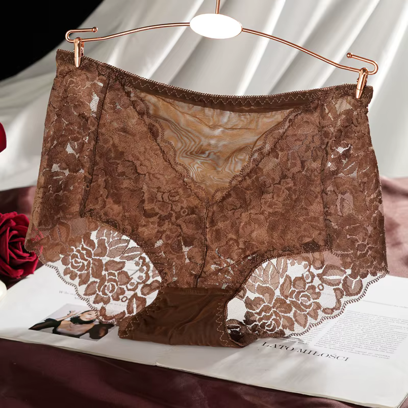 Culottes transparentes en dentelle pour femmes, sous-vêtements sexy, confortables, respirants, linge