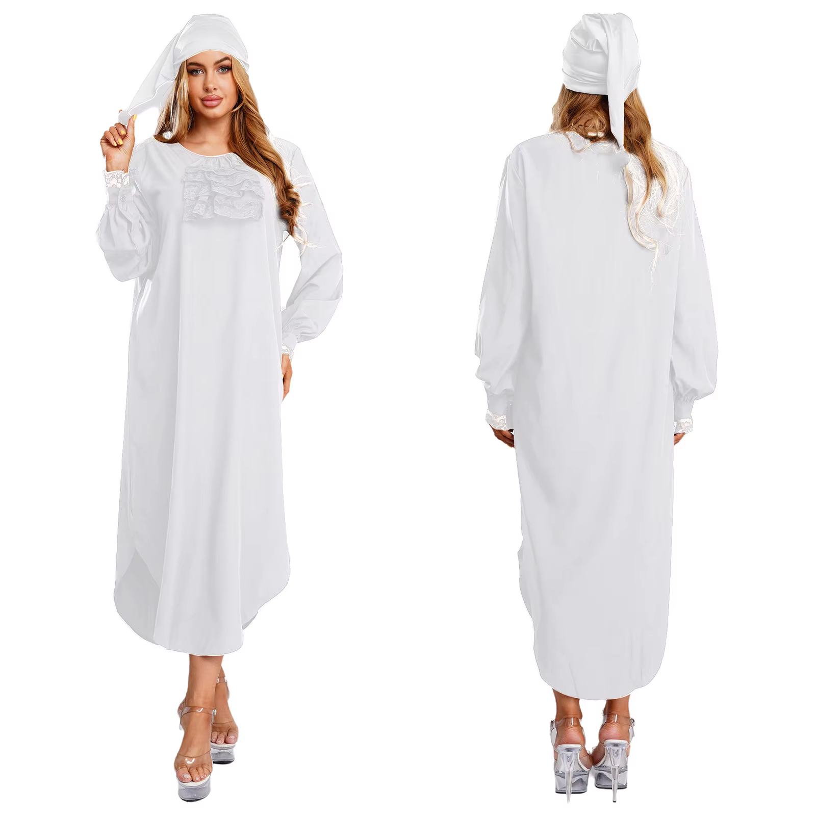 Chemise de nuit classique victorienne pour femmes, Costume de sommeil, manches longues, garniture en